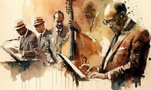Drawing of a Jazz group. Created with generative AI technology.